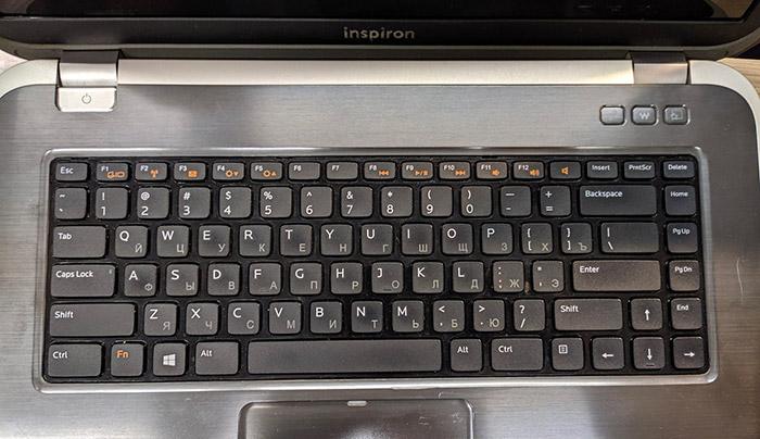 Русская раскладка на клавиатуре ноутбука Dell Inspiron